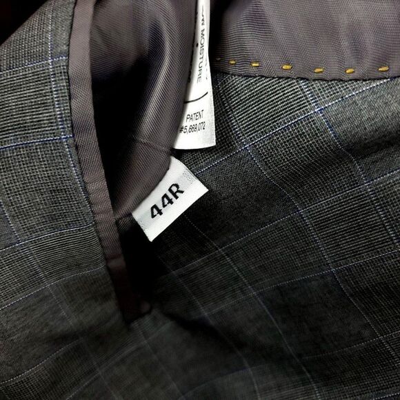 Hart Schaffner Marx Guabello Super 130s Wool 2 Button Blazer 42R Gray Plaid Blue - Picture 9 of 11